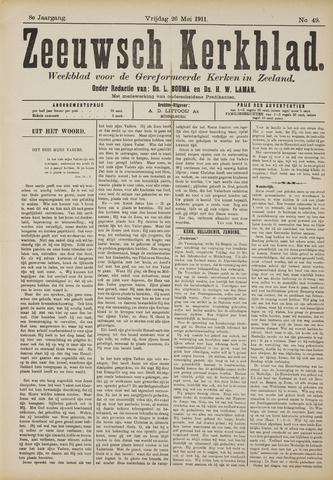 Zeeuwsche kerkbode, weekblad gewijd aan de belangen der gereformeerde kerken/ Zeeuwsch kerkblad 1911-05-26