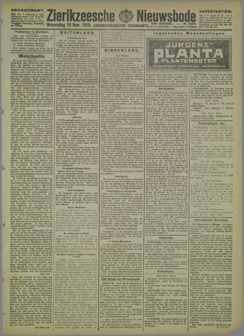 Zierikzeesche Nieuwsbode 1919-11-19