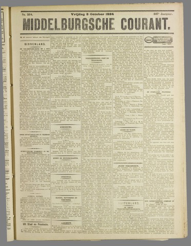 Middelburgsche Courant 1924-10-03