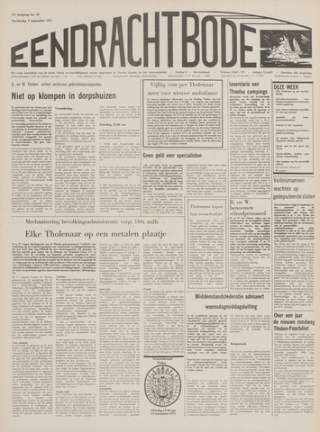 Eendrachtbode /Mededeelingenblad voor het eiland Tholen 1971-09-09