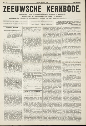 Zeeuwsche kerkbode, weekblad gewijd aan de belangen der gereformeerde kerken/ Zeeuwsch kerkblad 1933-04-28
