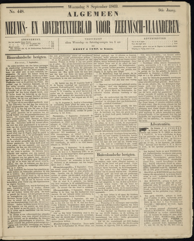 Ter Neuzensche Courant. Algemeen Nieuws- en Advertentieblad voor Zeeuwsch-Vlaanderen / Neuzensche Courant ... (idem) / (Algemeen) nieuws en advertentieblad voor Zeeuwsch-Vlaanderen 1869-09-08