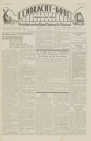 Eendrachtbode /Mededeelingenblad voor het eiland Tholen 1950-02-17