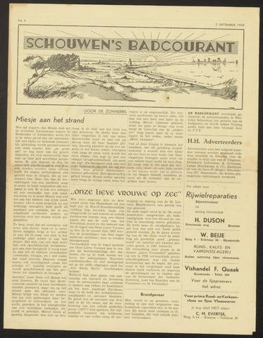 Schouwen's Badcourant 1949-09-02
