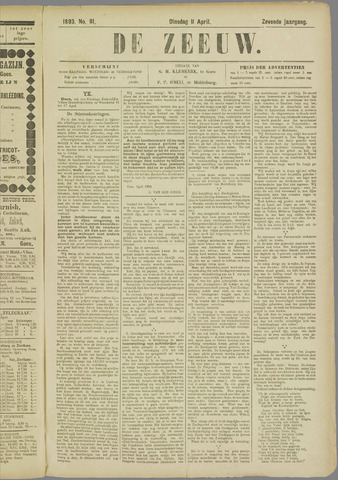 De Zeeuw. Christelijk-historisch nieuwsblad voor Zeeland 1893-04-11