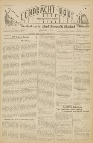 Eendrachtbode /Mededeelingenblad voor het eiland Tholen 1947-04-18