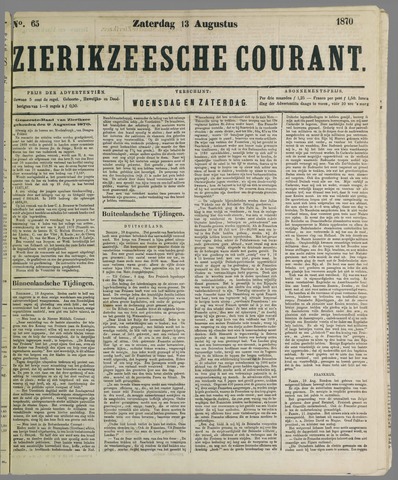 Zierikzeesche Courant 1870-08-13