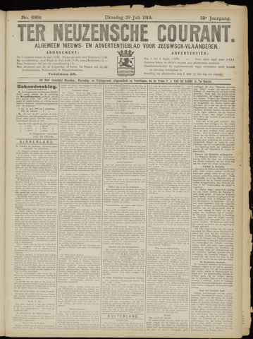 Ter Neuzensche Courant / Neuzensche Courant / (Algemeen) nieuws en advertentieblad voor Zeeuwsch-Vlaanderen 1919-07-29