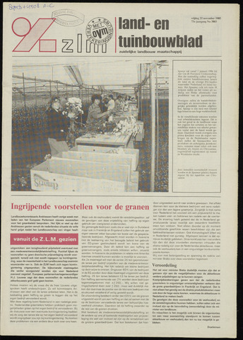 Zeeuwsch landbouwblad ... ZLM land- en tuinbouwblad 1985-11-22