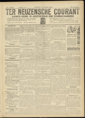 Ter Neuzensche Courant / Neuzensche Courant / (Algemeen) nieuws en advertentieblad voor Zeeuwsch-Vlaanderen 1941-01-17