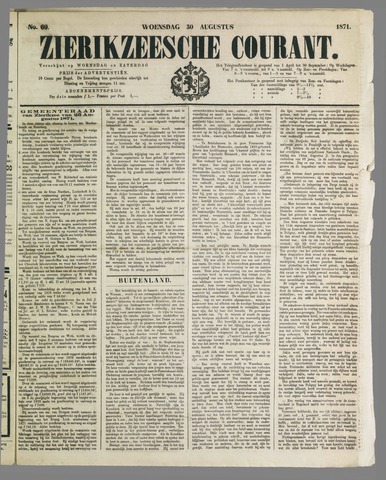 Zierikzeesche Courant 1871-08-30