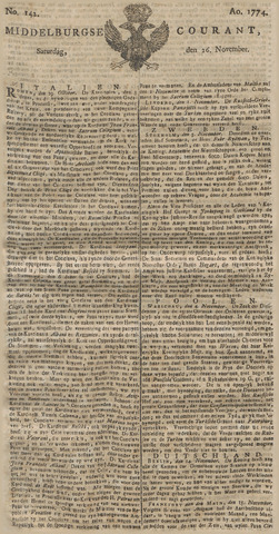 Middelburgsche Courant 1774-11-26