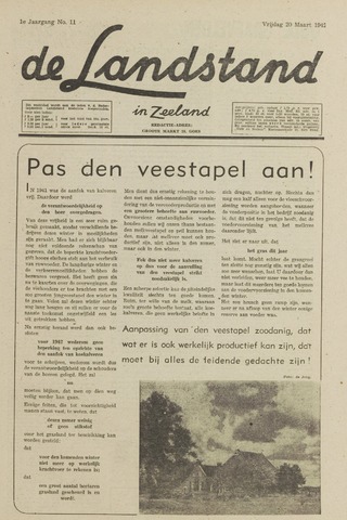 De landstand in Zeeland, geïllustreerd weekblad. 1942-03-20