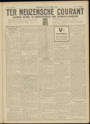 Ter Neuzensche Courant / Neuzensche Courant / (Algemeen) nieuws en advertentieblad voor Zeeuwsch-Vlaanderen 1941-10-01