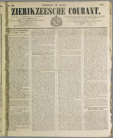 Zierikzeesche Courant 1871-03-22
