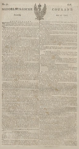 Middelburgsche Courant 1816-04-27