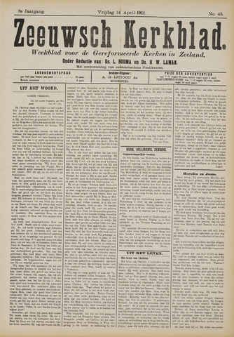 Zeeuwsche kerkbode, weekblad gewijd aan de belangen der gereformeerde kerken/ Zeeuwsch kerkblad 1911-04-14