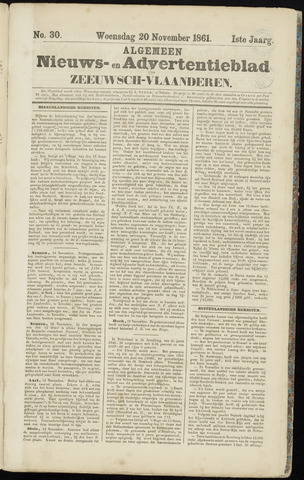 Ter Neuzensche Courant / Neuzensche Courant / (Algemeen) nieuws en advertentieblad voor Zeeuwsch-Vlaanderen 1861-11-20