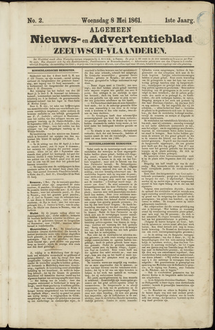 Ter Neuzensche Courant / Neuzensche Courant / (Algemeen) nieuws en advertentieblad voor Zeeuwsch-Vlaanderen 1861-05-08