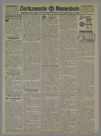 Zierikzeesche Nieuwsbode 1931-12-28