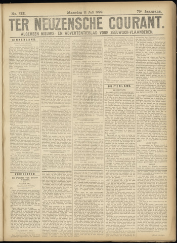 Ter Neuzensche Courant / Neuzensche Courant / (Algemeen) nieuws en advertentieblad voor Zeeuwsch-Vlaanderen 1922-07-31