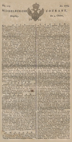 Middelburgsche Courant 1774-10-04