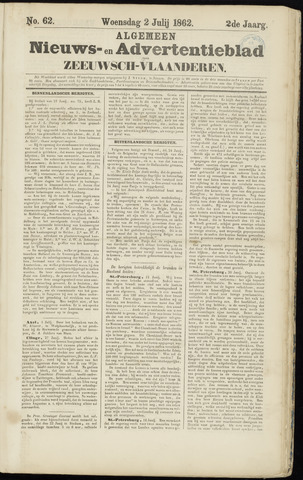 Ter Neuzensche Courant. Algemeen Nieuws- en Advertentieblad voor Zeeuwsch-Vlaanderen / Neuzensche Courant ... (idem) / (Algemeen) nieuws en advertentieblad voor Zeeuwsch-Vlaanderen 1862-07-02