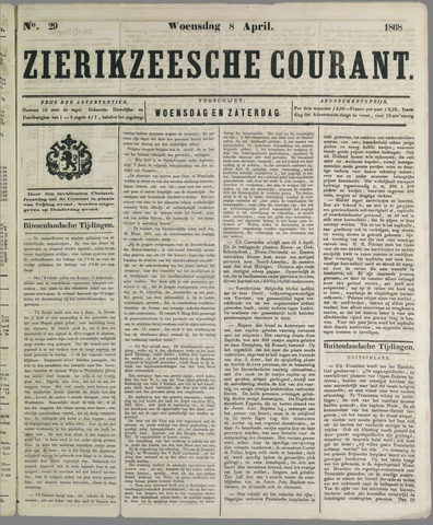 Zierikzeesche Courant 1868-04-08