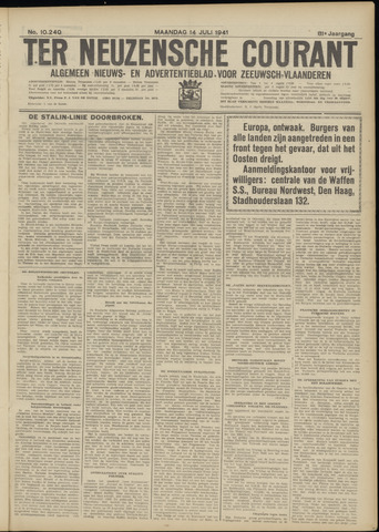 Ter Neuzensche Courant / Neuzensche Courant / (Algemeen) nieuws en advertentieblad voor Zeeuwsch-Vlaanderen 1941-07-14