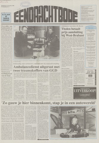 Eendrachtbode /Mededeelingenblad voor het eiland Tholen 1996-12-12