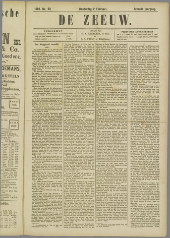 De Zeeuw. Christelijk-historisch nieuwsblad voor Zeeland 1893-02-02