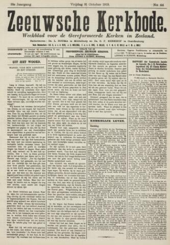 Zeeuwsche kerkbode, weekblad gewijd aan de belangen der gereformeerde kerken/ Zeeuwsch kerkblad 1919-10-31