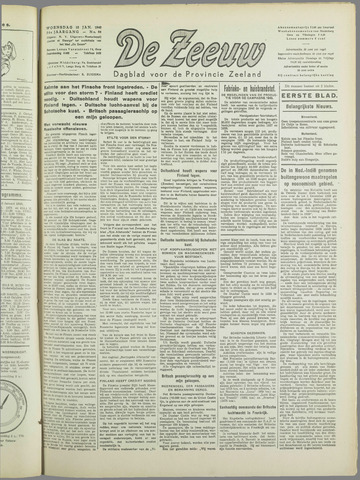 De Zeeuw. Christelijk-historisch nieuwsblad voor Zeeland 1940-01-10