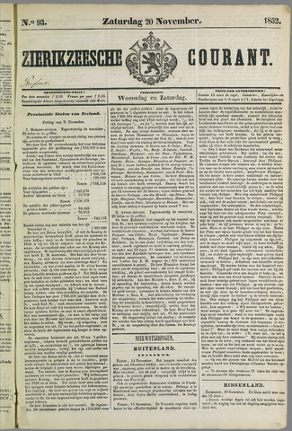 Zierikzeesche Courant 1852-11-20
