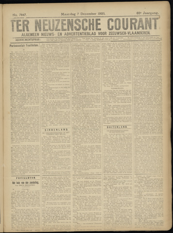 Ter Neuzensche Courant / Neuzensche Courant / (Algemeen) nieuws en advertentieblad voor Zeeuwsch-Vlaanderen 1925-12-07