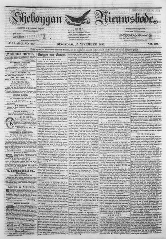 Sheboygan Nieuwsbode 1853-11-15