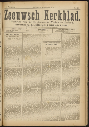 Zeeuwsche kerkbode, weekblad gewijd aan de belangen der gereformeerde kerken/ Zeeuwsch kerkblad 1906-11-16