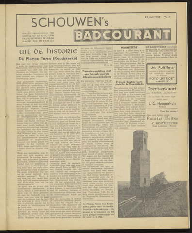 Schouwen's Badcourant 1952-07-25