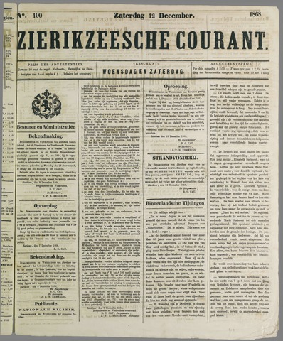Zierikzeesche Courant 1868-12-12