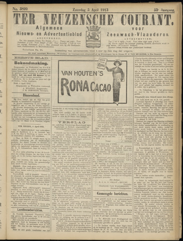 Ter Neuzensche Courant / Neuzensche Courant / (Algemeen) nieuws en advertentieblad voor Zeeuwsch-Vlaanderen 1913-04-05