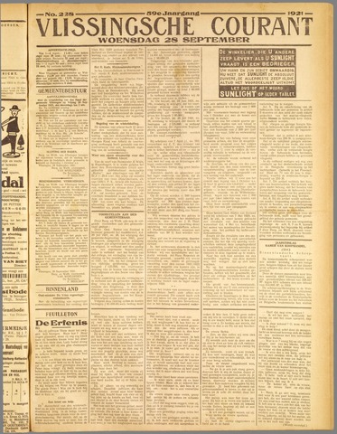 Vlissingse Courant 1921-09-28