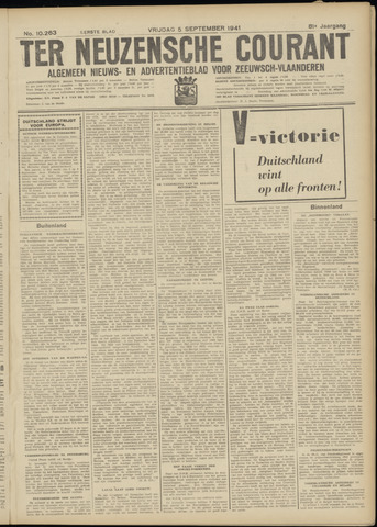 Ter Neuzensche Courant / Neuzensche Courant / (Algemeen) nieuws en advertentieblad voor Zeeuwsch-Vlaanderen 1941-09-05