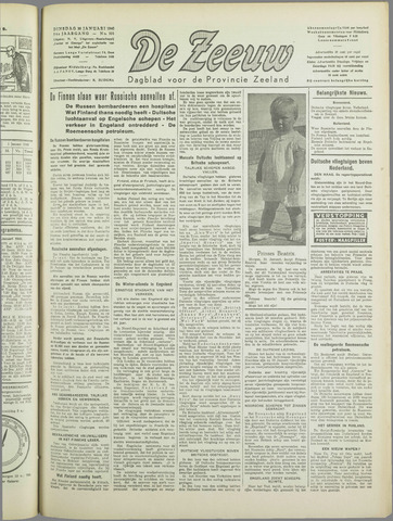 De Zeeuw. Christelijk-historisch nieuwsblad voor Zeeland 1940-01-30