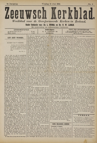 Zeeuwsche kerkbode, weekblad gewijd aan de belangen der gereformeerde kerken/ Zeeuwsch kerkblad 1911-07-21