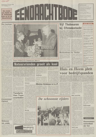 Eendrachtbode /Mededeelingenblad voor het eiland Tholen 1986-02-27