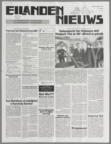 Eilanden-nieuws. Christelijk streekblad op gereformeerde grondslag 2003-09-09