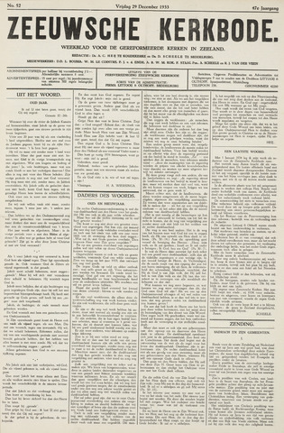 Zeeuwsche kerkbode, weekblad gewijd aan de belangen der gereformeerde kerken/ Zeeuwsch kerkblad 1933-12-29