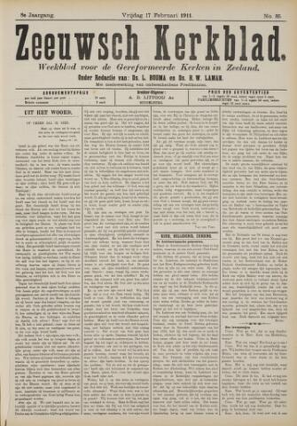 Zeeuwsche kerkbode, weekblad gewijd aan de belangen der gereformeerde kerken/ Zeeuwsch kerkblad 1911-02-17