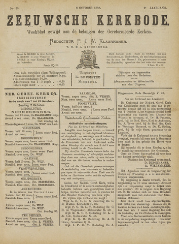 Zeeuwsche kerkbode, weekblad gewijd aan de belangen der gereformeerde kerken/ Zeeuwsch kerkblad 1888-10-06