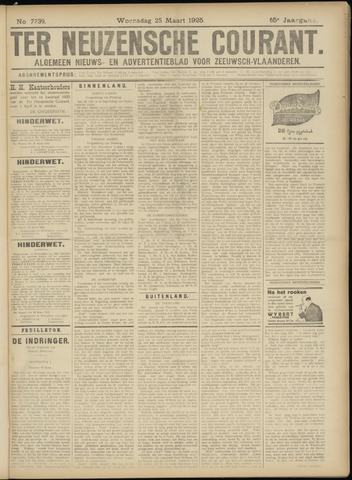 Ter Neuzensche Courant / Neuzensche Courant / (Algemeen) nieuws en advertentieblad voor Zeeuwsch-Vlaanderen 1925-03-25